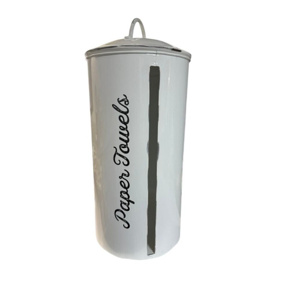 Farmhouse Paper Towel Holder (white) Rustic Enamelware Countertop Paper Towel